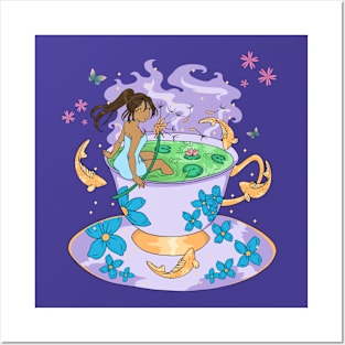 Kawaii Anime Black Girl Magic Tea Posters and Art